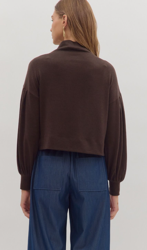 Entro Brown Balloon Sweater Top