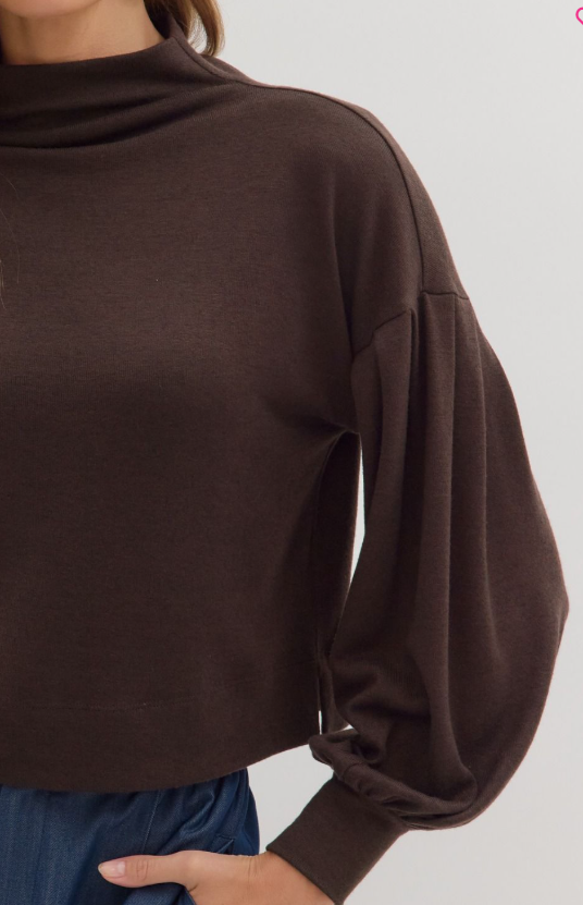 Entro Brown Balloon Sweater Top