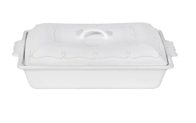 Juliska Berry & Thread 13" Rectangular Baker with Lid - Whitewash