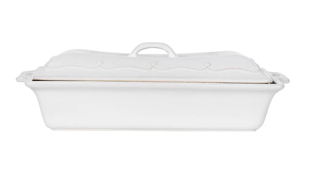 Juliska Berry & Thread 13" Rectangular Baker with Lid - Whitewash