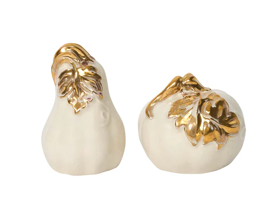 Juliska Forest Walk Pumpkin Salt & Pepper Shakers - Gold