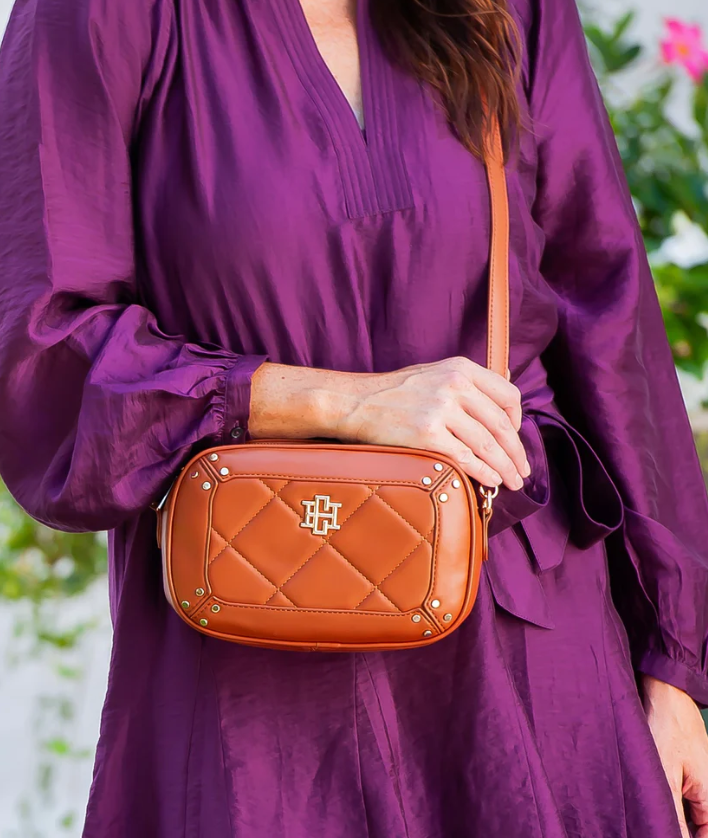 Caroline Hill Sloane Studded Crossbody Saddle LD