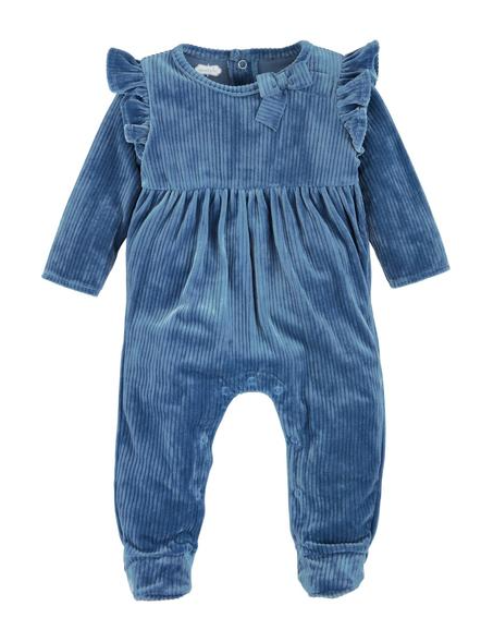 Mudpie Blue Velour Baby Sleeper