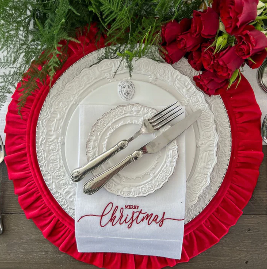 Arte Italica Round Ruffle Velvet Placemat