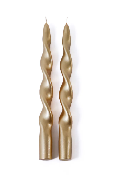 Zodax Set of 2 metallic twisted taper candle 12''