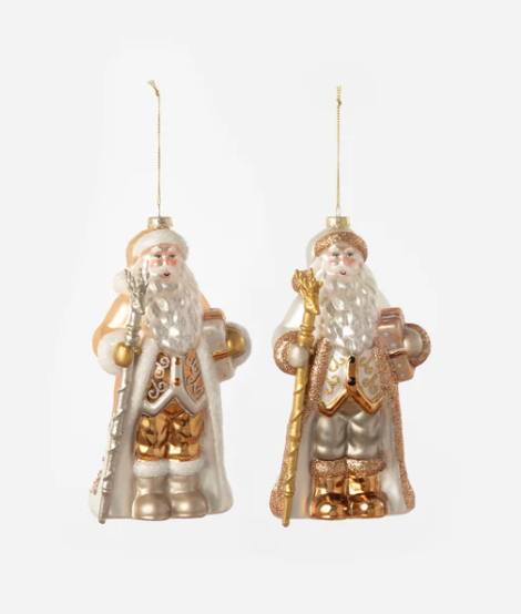 180 Oversized Gold / Silver Santa Ornament - 2 Assorted