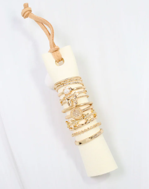 Caroline Hill Hibbing 12 Piece Ring Set Gold