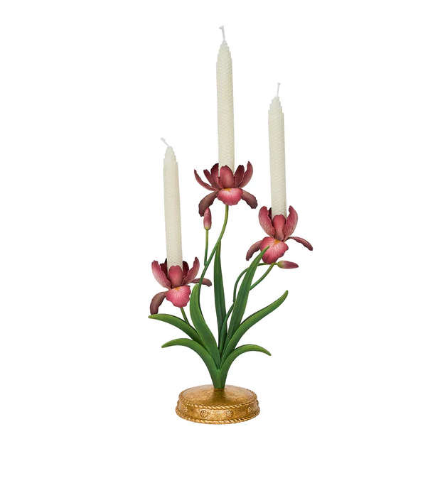 Meadow Walk Iris 14" Centerpiece Candelabra - Pink