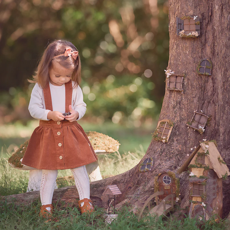 Elegant Baby Rust Corduroy Overall Skirt & Bodysuit