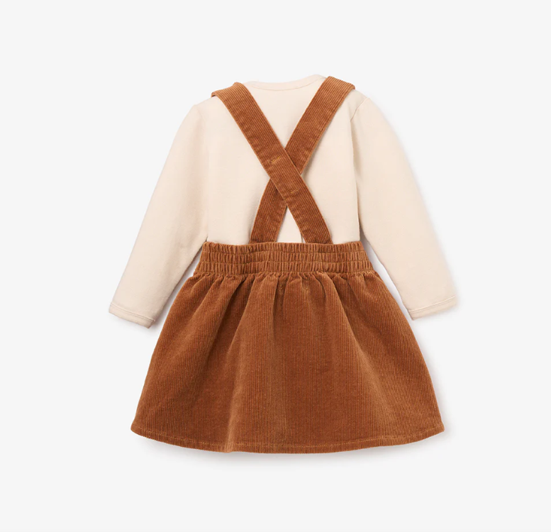 Elegant Baby Rust Corduroy Overall Skirt & Bodysuit