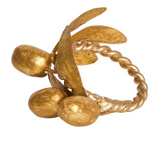 Juliska Forest Walk Leaf Napkin Ring Assorted Set/4 - Gold