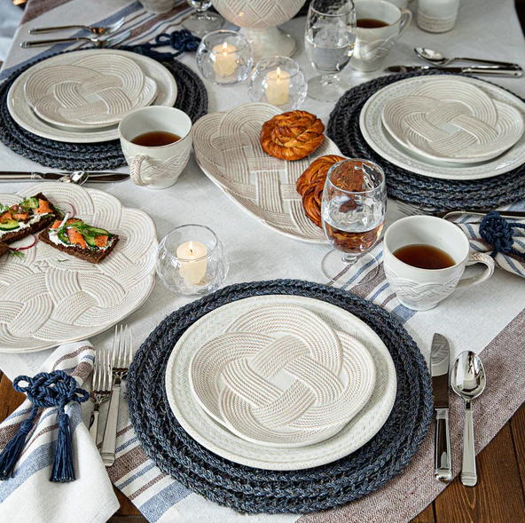 Juliska Danish Stripe 52" Table Square- Taupe