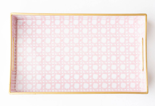 8 Oak Lane Pink Cane Vanity Tray