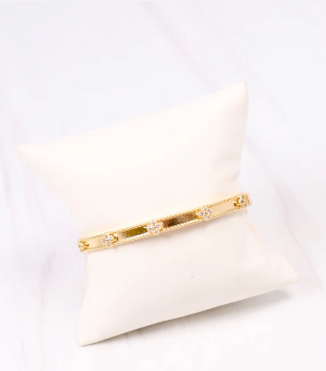 Caroline Hill Seaver CZ Clover Bracelet GOLD