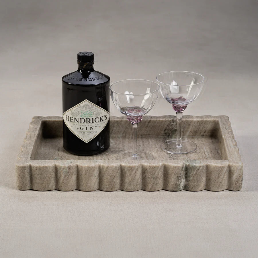 Zodax Intricate Scallop Marble Tray