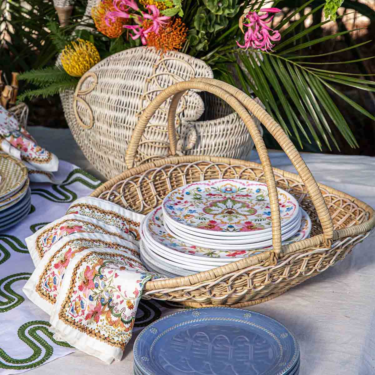 Juliska Provence Rattan Gathering Basket- Whitewash