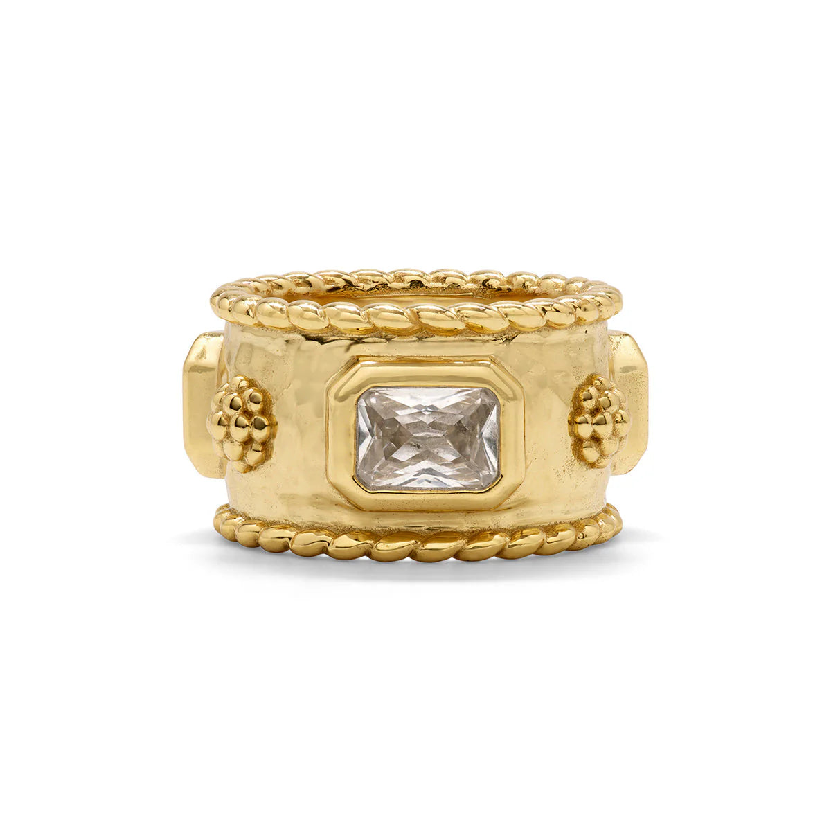 Capucine De Wulf Berry Hammered Band Ring- Gold/Cubic Zirconia