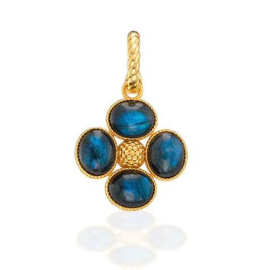 Capucine De Wulf Berry Clover Double Sided Pendant- Blue Labradorite