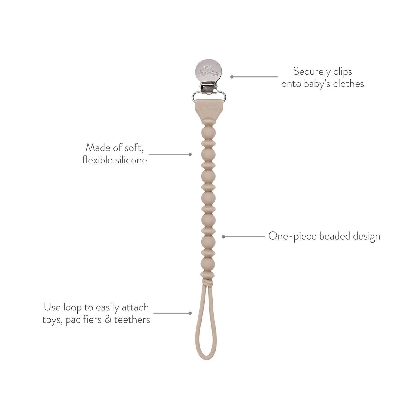 The Porch Sweetie Strap™ Silicone One-Piece Pacifier Clips: Blue Beaded