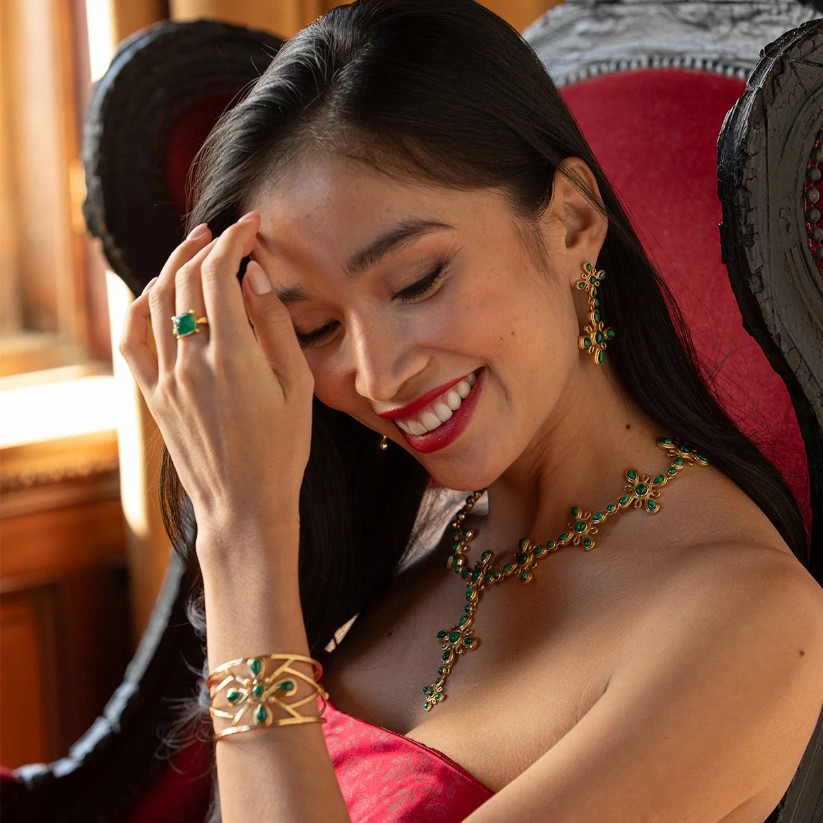 Capucine De Wulf Mystic Eye Gem Ring- Green Onyx