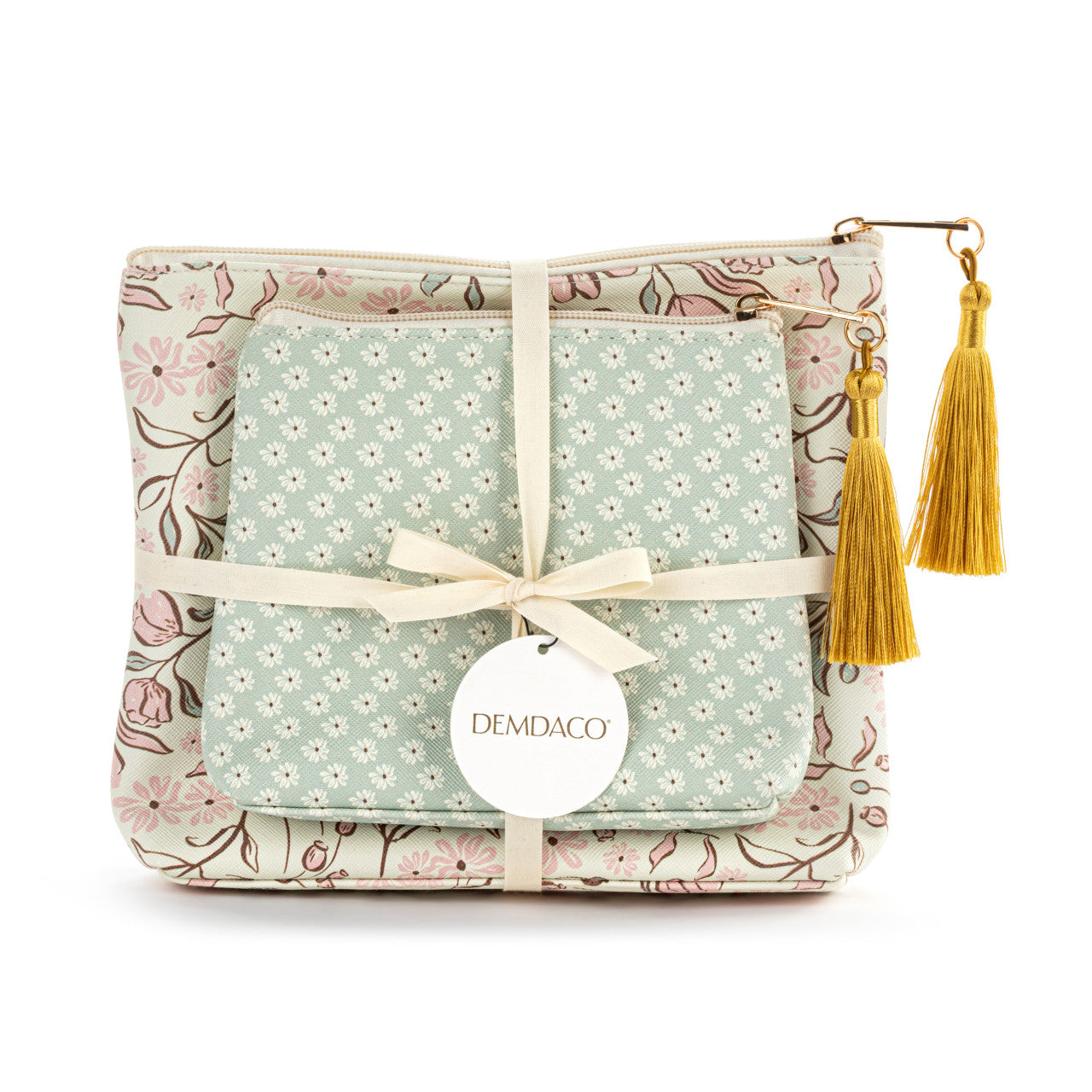 Demdaco Vintage Floral+Daisy Zip Pouch (Set of Two)