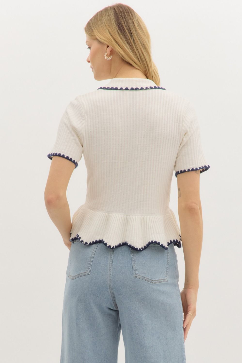 Coastal Elegance Short Sleeve Top
