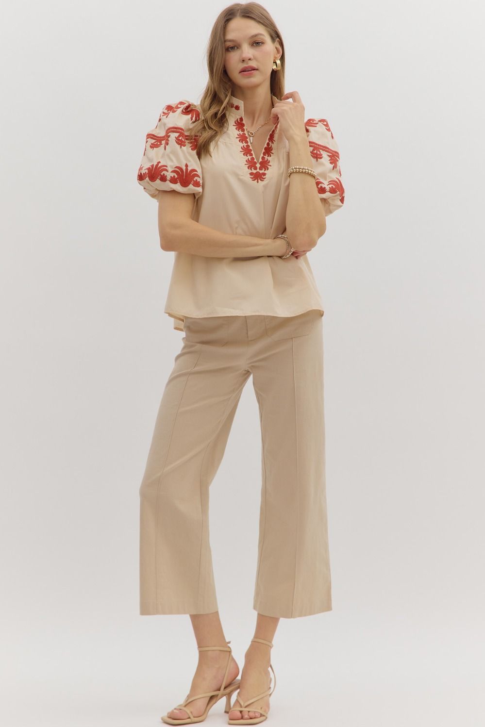Stitched in Scarlet Short Sleeve Top