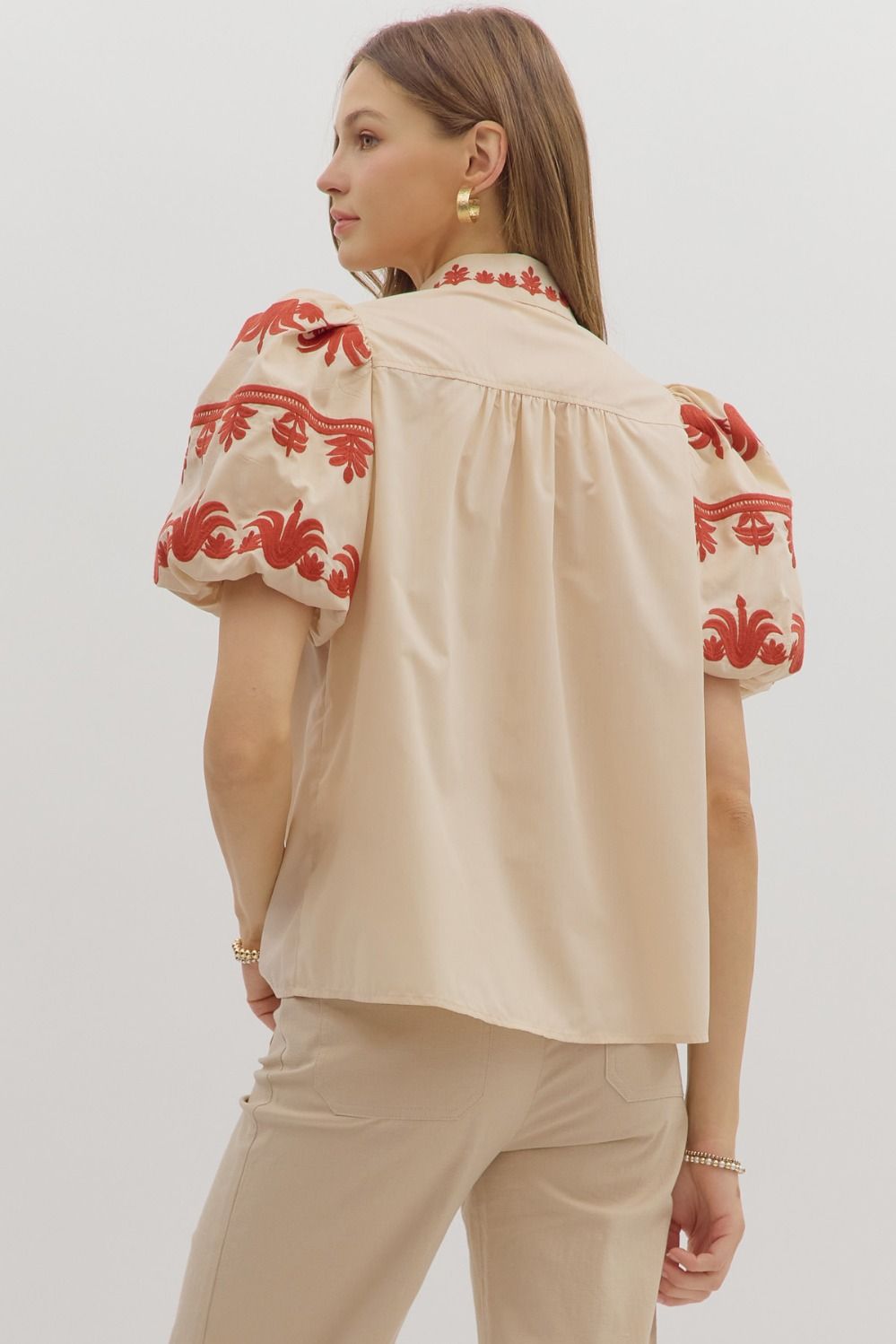 Stitched in Scarlet Short Sleeve Top