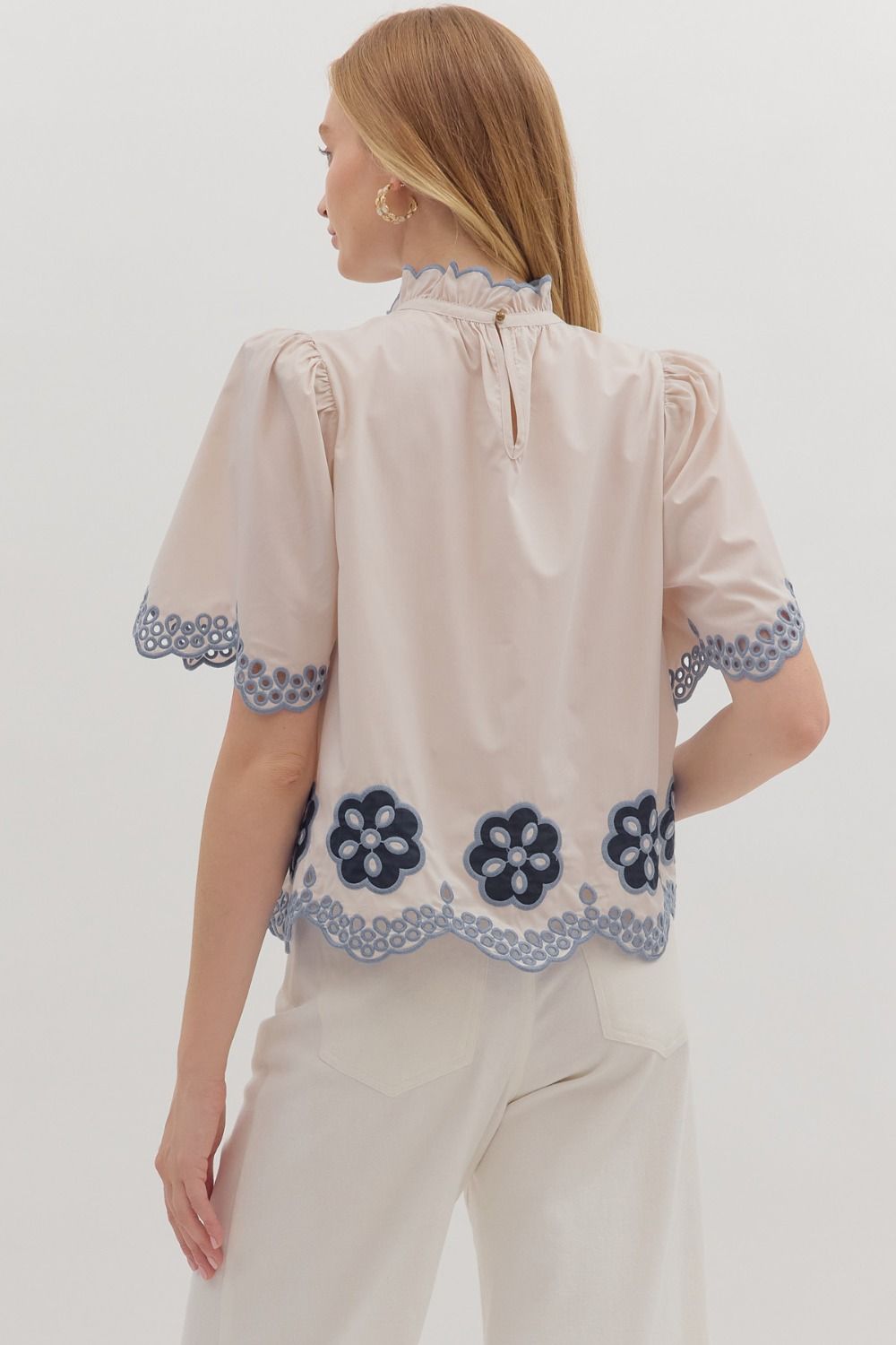 Blue Floral Dreams Short Sleeve Top