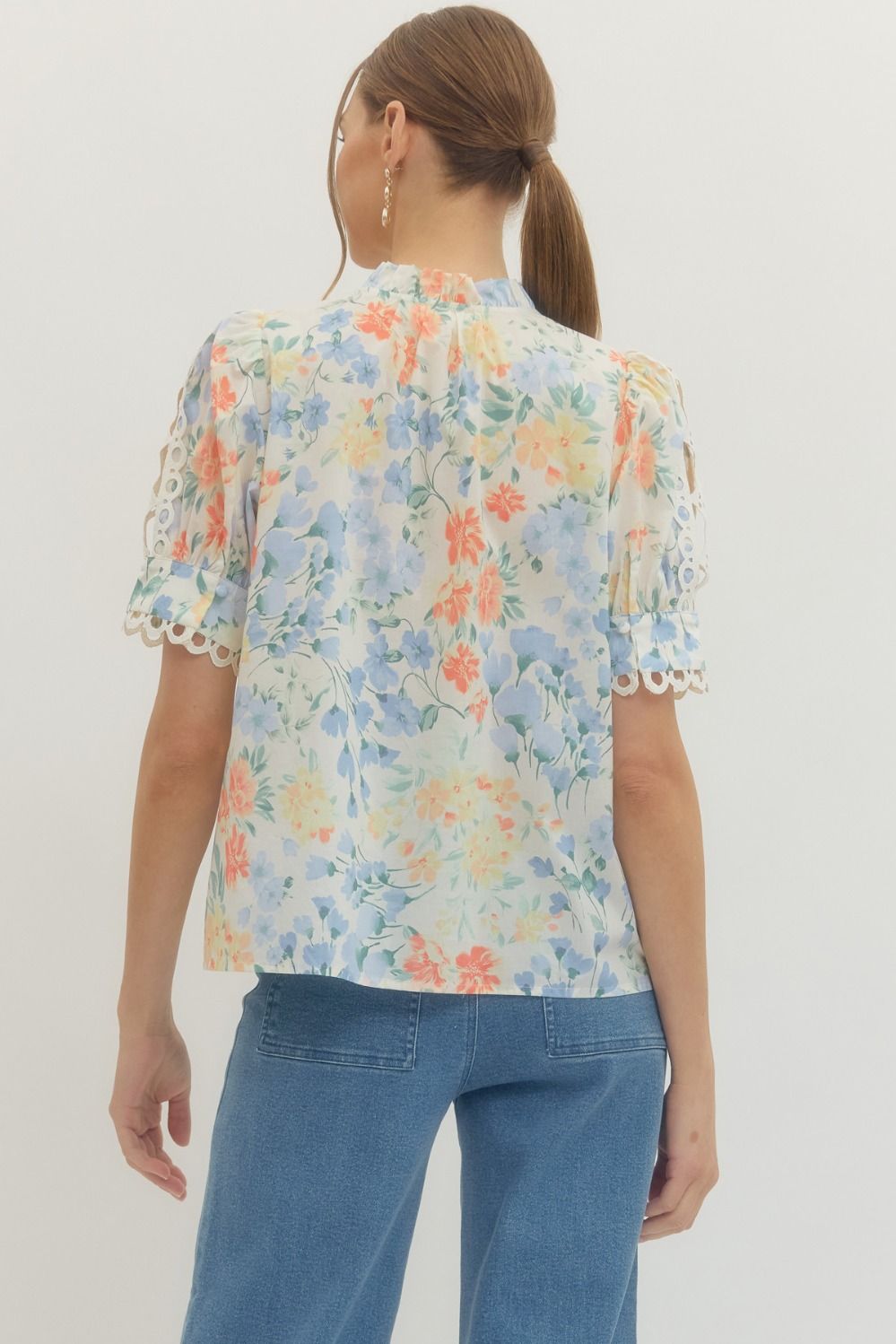 Floral Flutter Short Sleeve Top