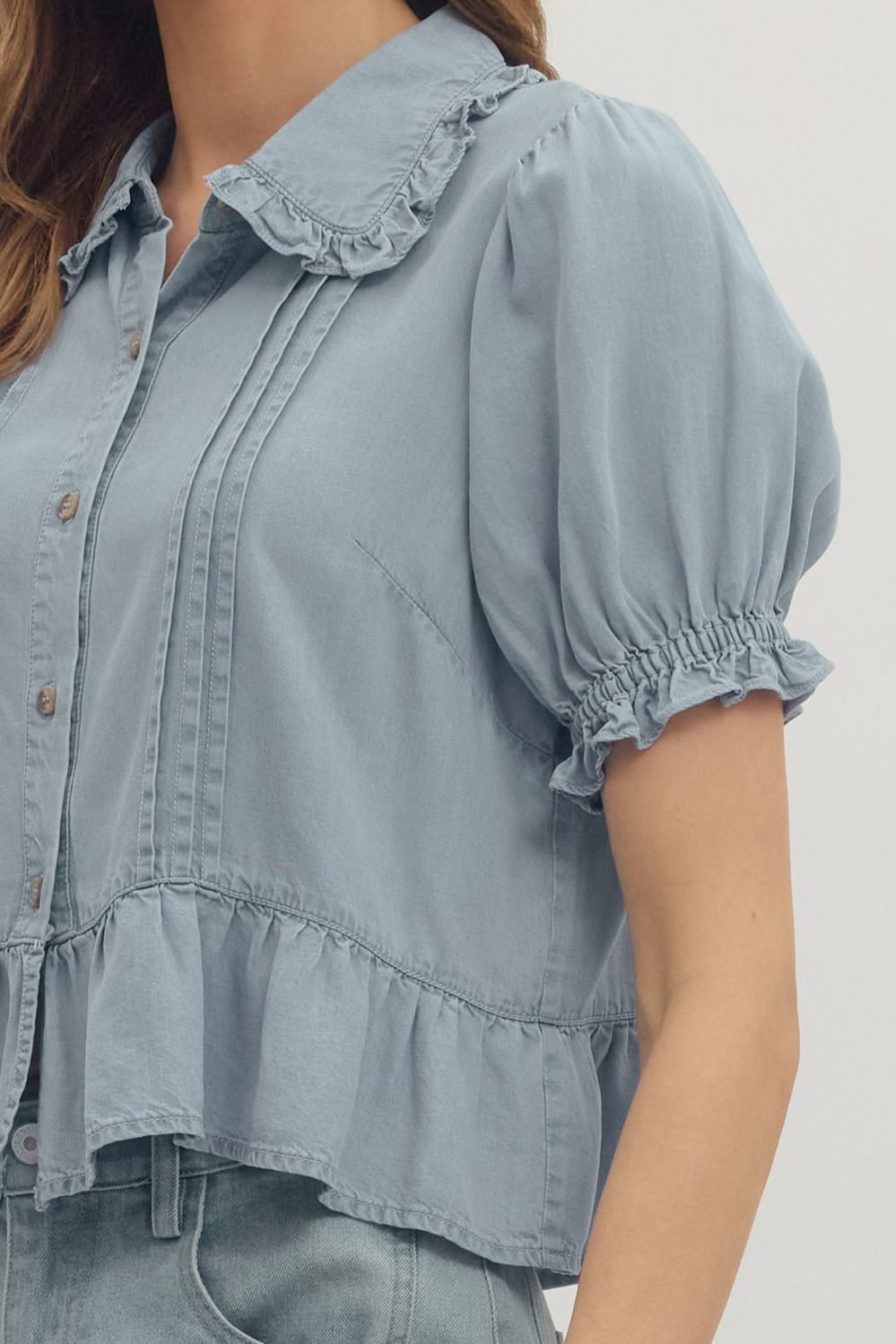 Light Denim Babe Peplum Top