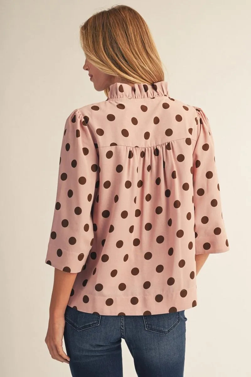 Pop of Polka Dot 3/4 Sleeve Top