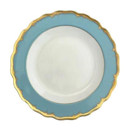 Mottahedeh Chelsea Feather Turquoise Dinner Plate