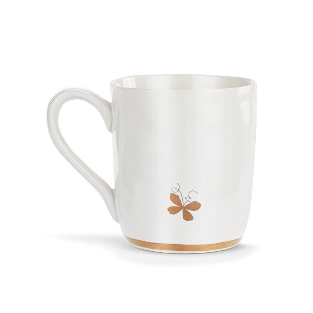 Demdaco Green & White Butterfly White Mug with Gold Trim - 14oz