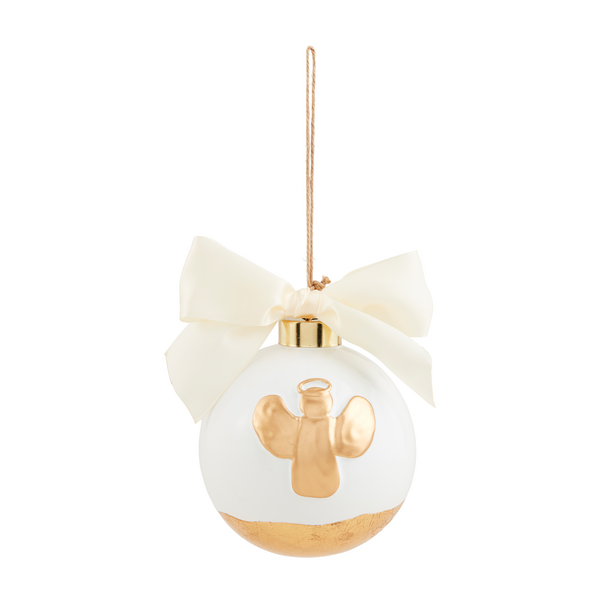 MudPie Angel Gold Painted Ball Ornament