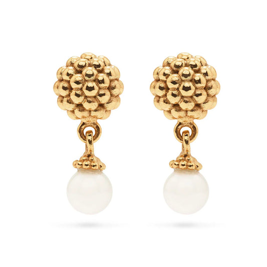 Capucine De Wulf Berry Drop Stud Earrings- Pearl