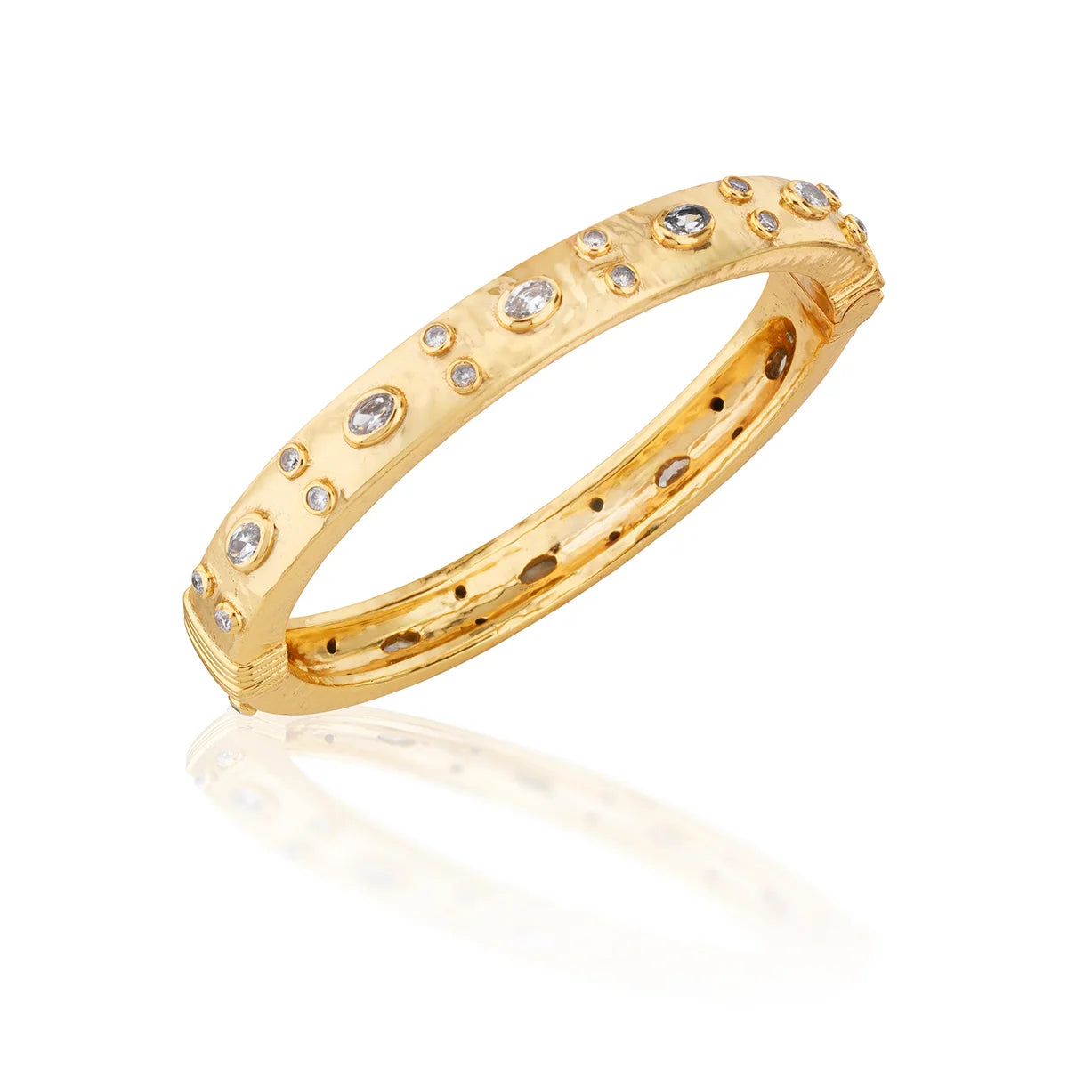Capucine De Wulf Maharani Hinged Bangle - Clear Cubic Zirconia