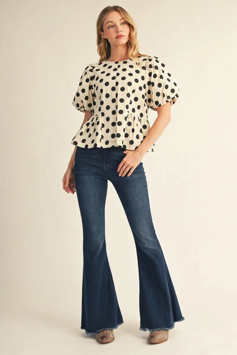 Dannah Dots B&W Top