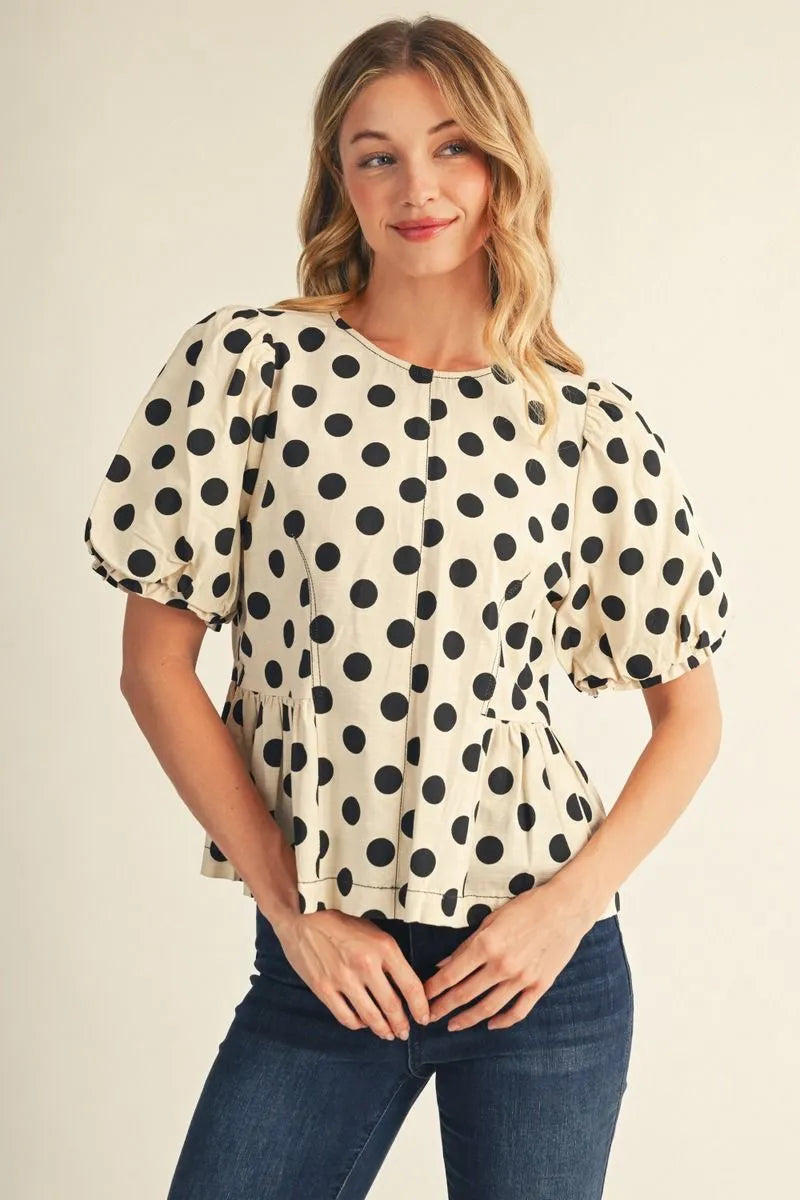 Dannah Dots B&W Top