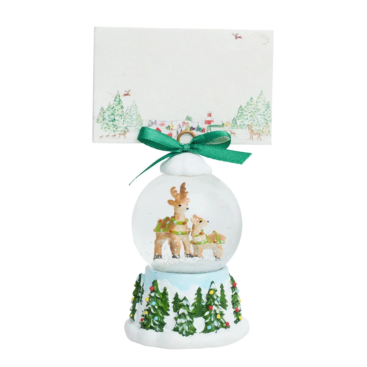 North Pole Reindeer Snow Globe Place Card Holder