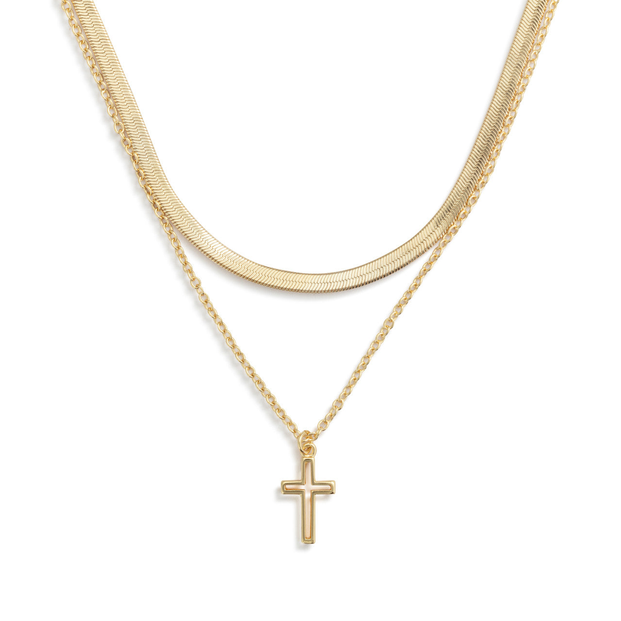 Demdaco Layered Cross Gold Necklace 18in