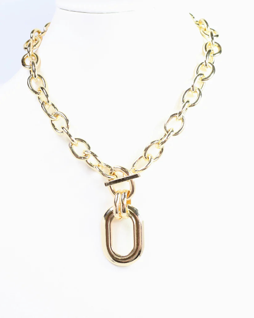 Caroline Hill Francey Gold Oval Pendant Necklace