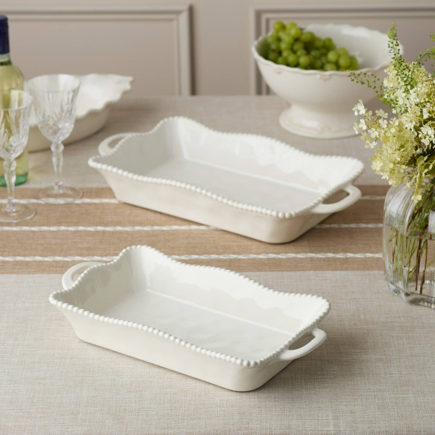 The Porch Perlette Cream Medium Rectagular Baker 14in x 8.75in