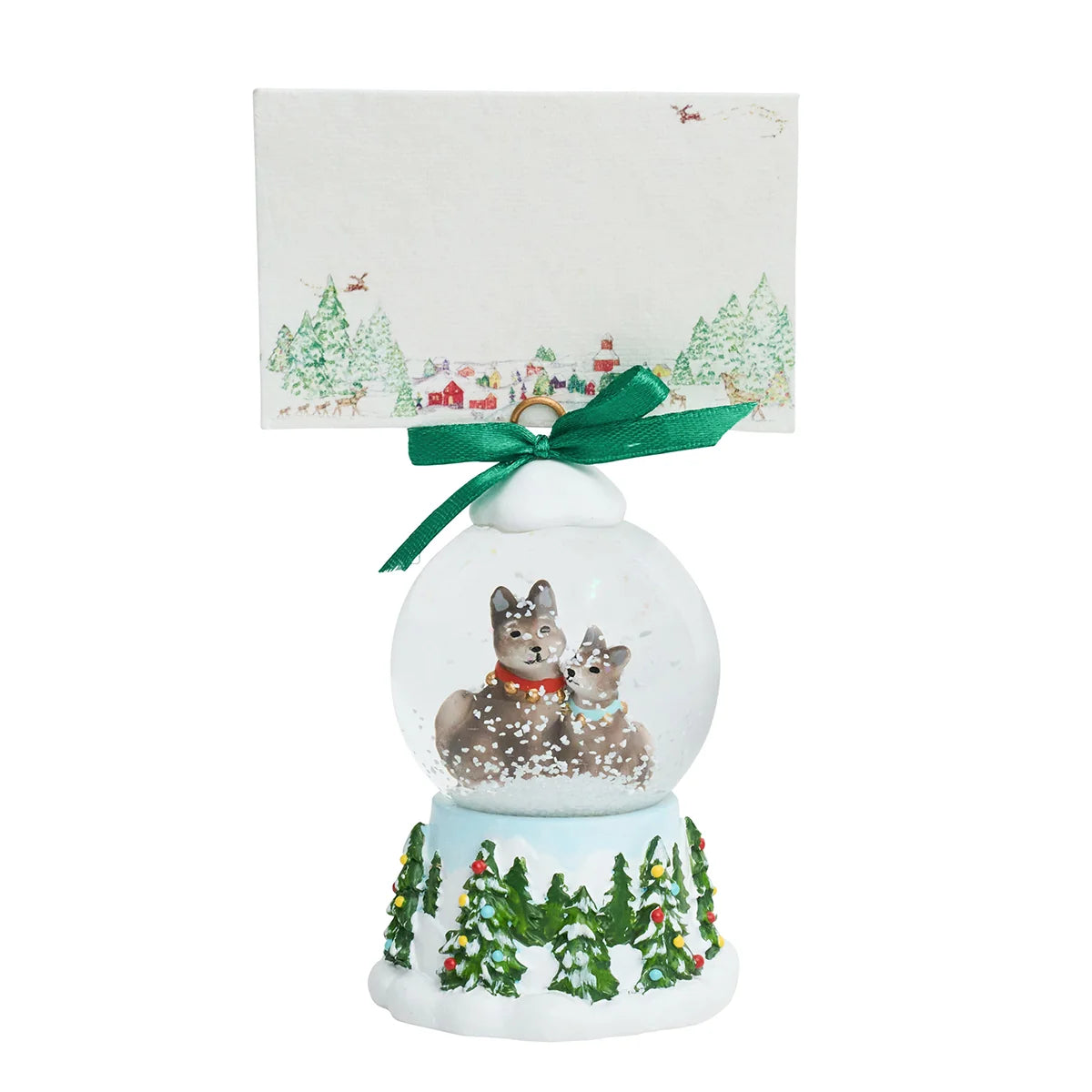 North Pole Husky Snow Globe Place Card Holder