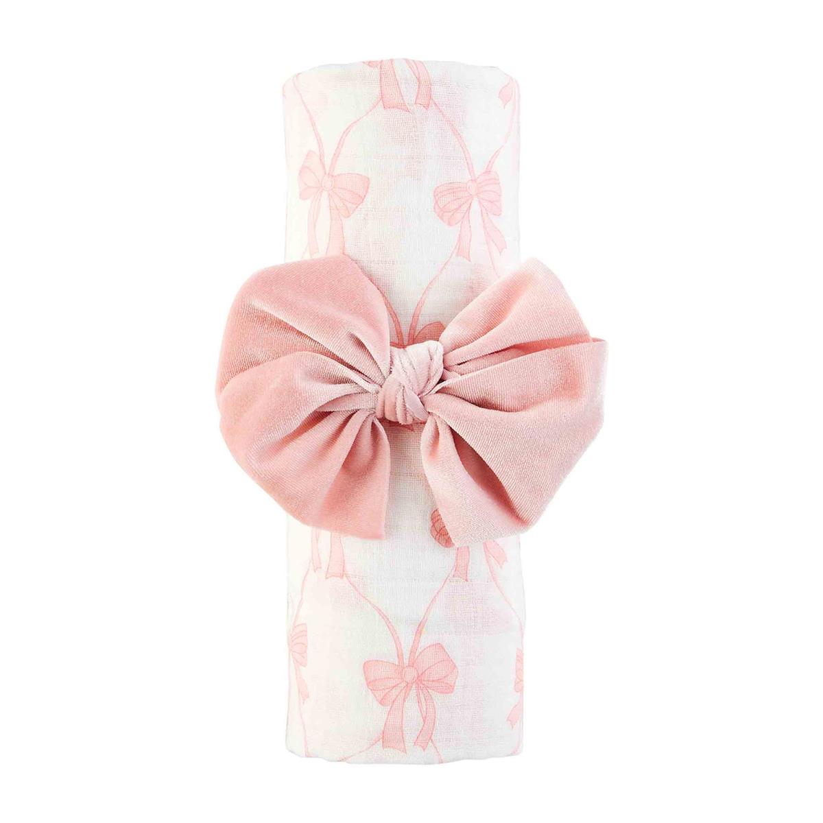 The Porch Mud Pie Bow Swaddle & Headband Set