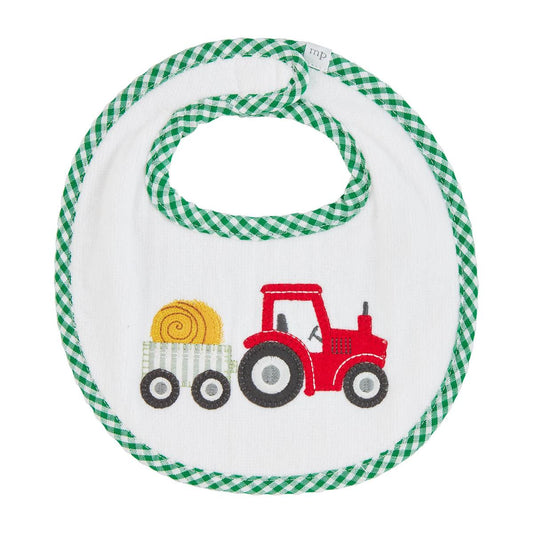 The Porch Mud Pie Tractor Farm Applique Bib