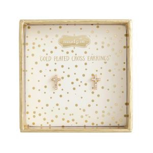 The Porch Mud Pie Small Cross Earrings