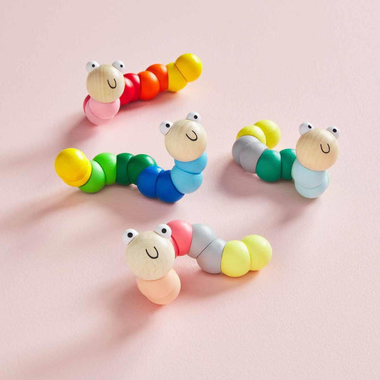 The Porch Mud Pie Wooden Wiggly Worm, Assorted Colors- Girl