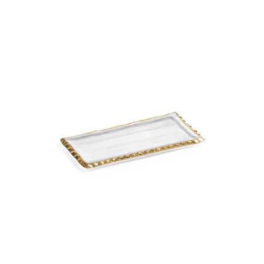 Zodax Cassiel Rectangular Tray with Jagged Gold Rim