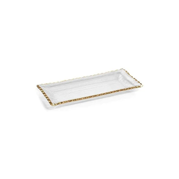 Zodax Cassiel Rectangular Tray with Jagged Gold Rim